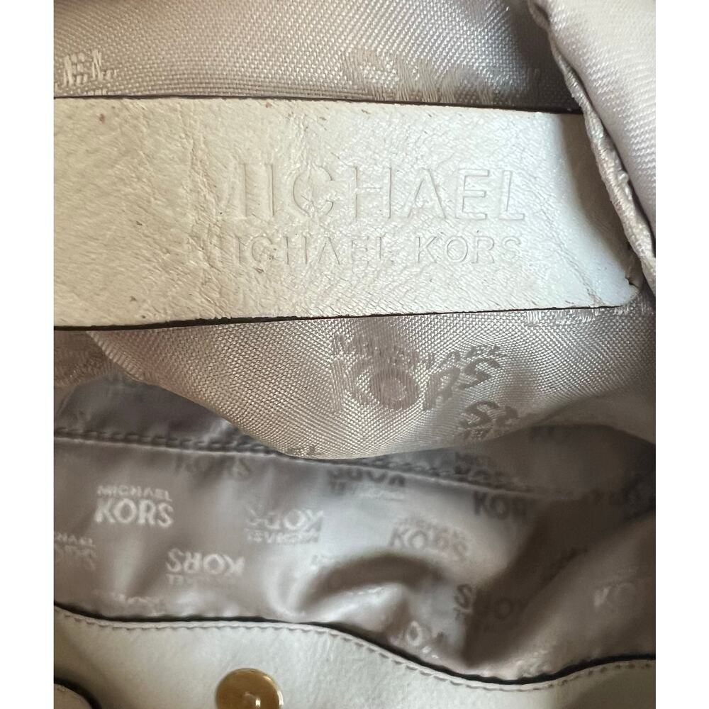 Michael‎ Kors Signature Brown Canvas with White Leather Shoulder/Hand Bag Purse - Picture 11 of 16